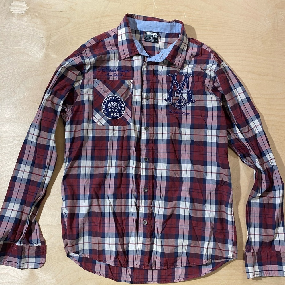 Mecca USA Long Sleeve Button Up Shirt Large (JM)